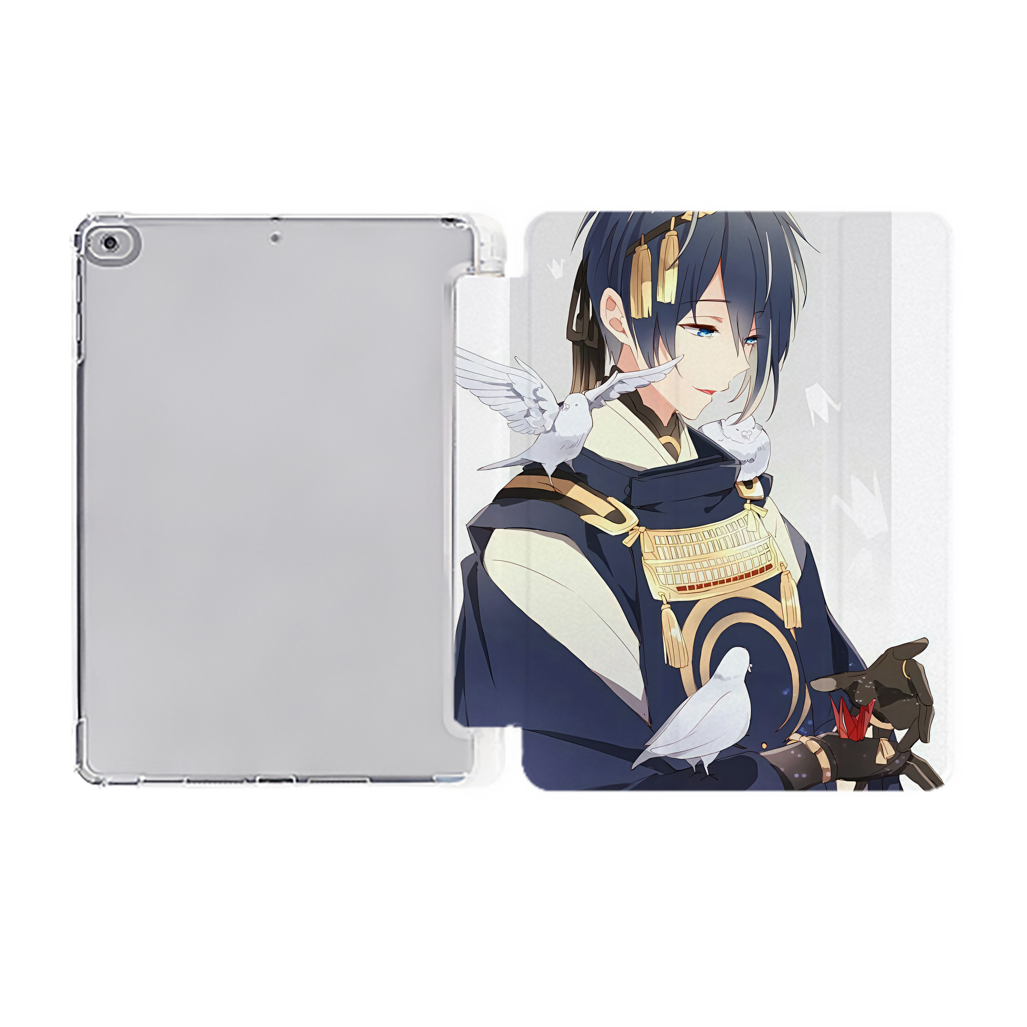（画像用） 刀剣乱舞 Touken Ranbu IPad ケース ペン収納付き 三つ折りスタンド PUレザー×シリコン 対応機種9.5/10.5/10.9インチ